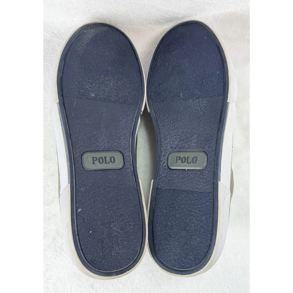 Polo Ralph Lauren Faxon Low Men's Gray‎ Canvas Sneaker Sz 8.5 Leather Laces